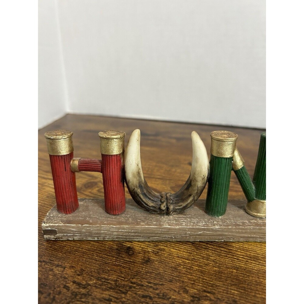 Hunting Sign Shotgun Shells Antlers Deer Resin 12”L 3”H Western Shelf Decor - Picture 4 of 11